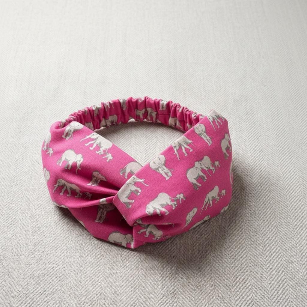 Elephant Print Headband – Soft Boho Style – Wide Tapered Hair Accessory for Women Gifts for Her