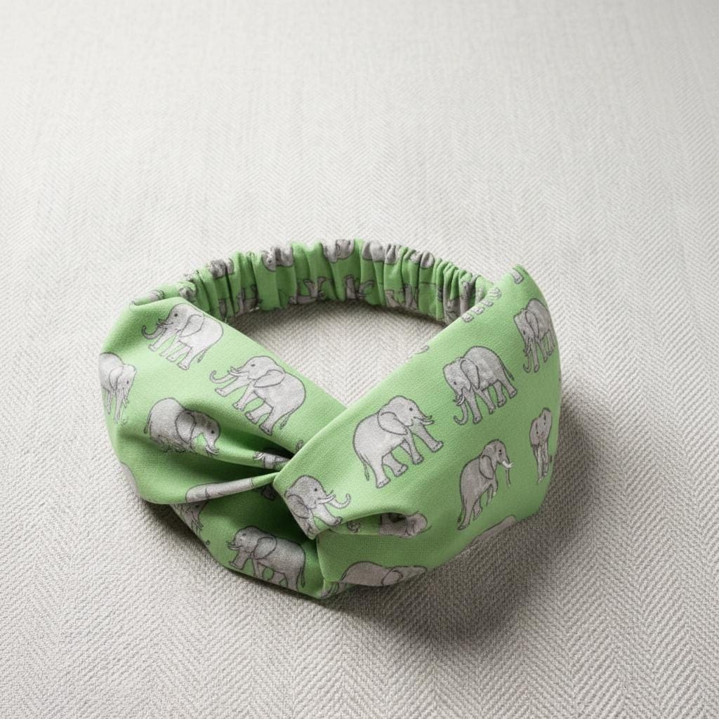 Elephant Print Headband – Soft Boho Style – Wide Tapered Hair Accessory for Women Gifts for Her