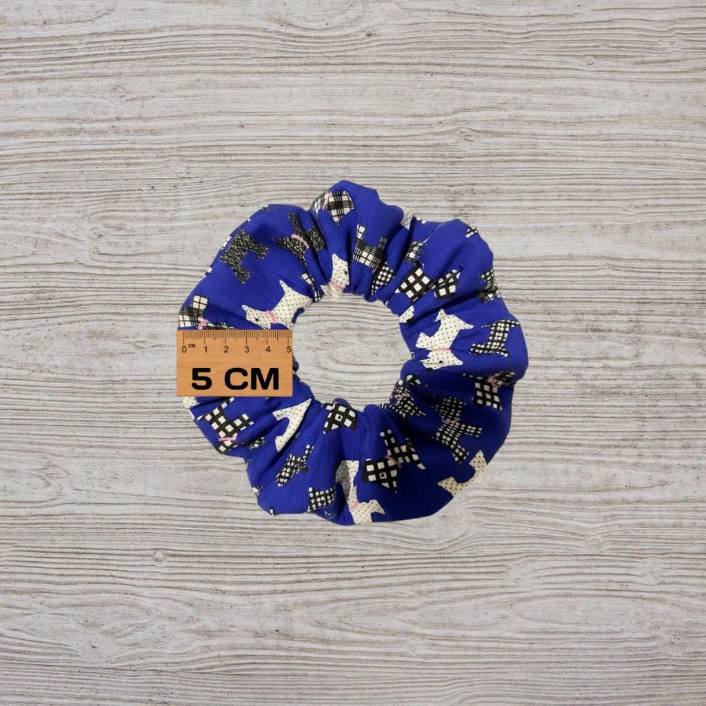 Handmade Scottie Dog Pattern With Lace Scrunchies | Scrunchie Hair Tie | Cotton Polyester Hairband | Animal Pattern Scrunchies