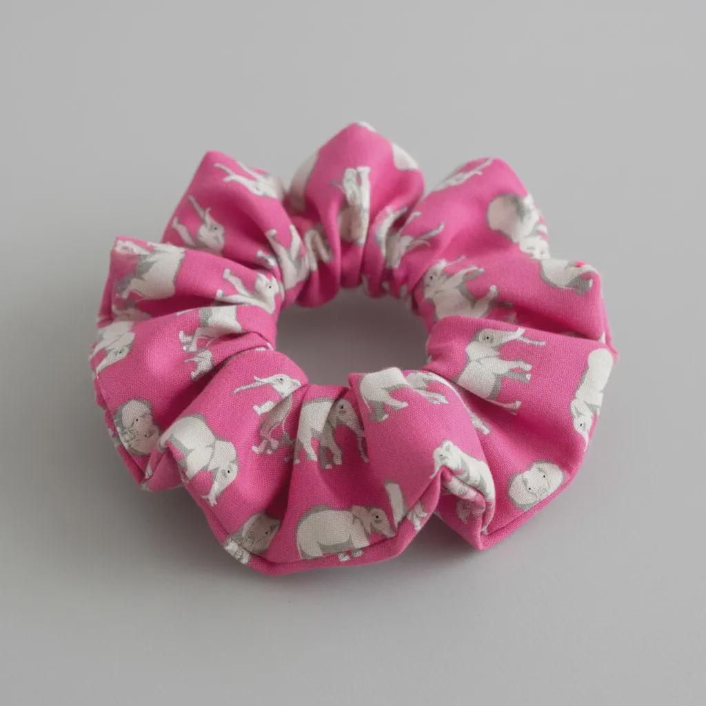 Handmade Farm Pig Sheep Chicken Pattern Scrunchie | Scrunchie Hair Tie | Cotton Polyester Hairband | Animal Pattern Scrunchies