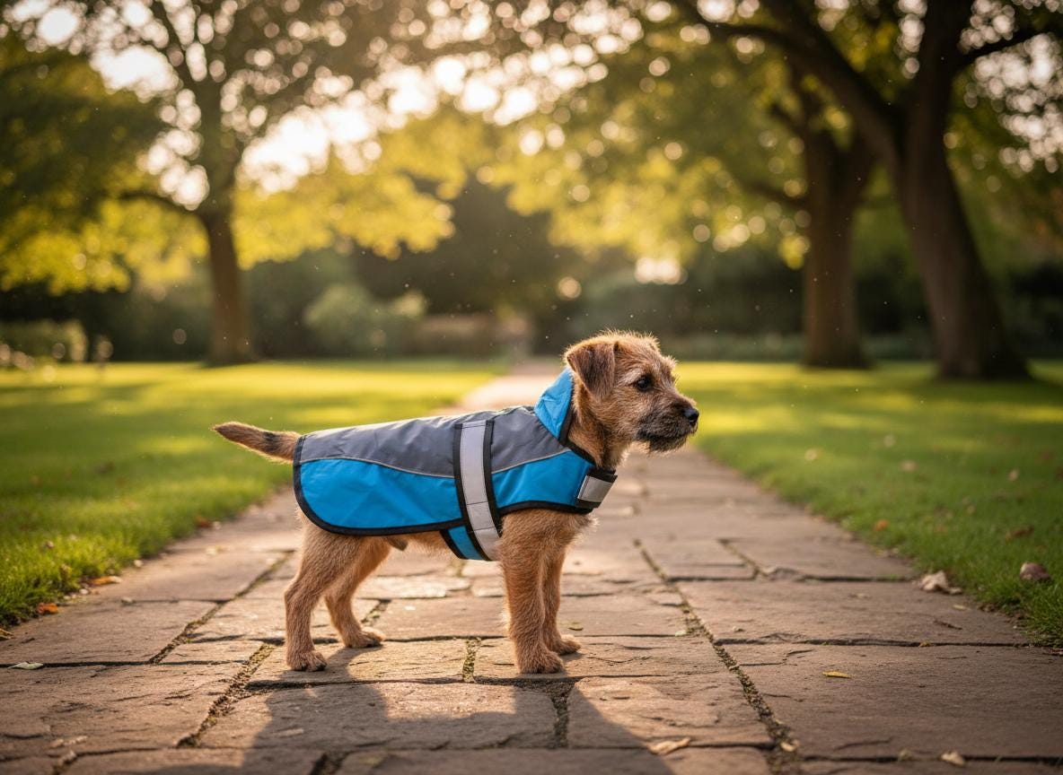 Adventure Bound Waterproof Ripstop Dog Jacket with Harness Access & Reflective Straps Safety Velcro Fastening For Fur Friend