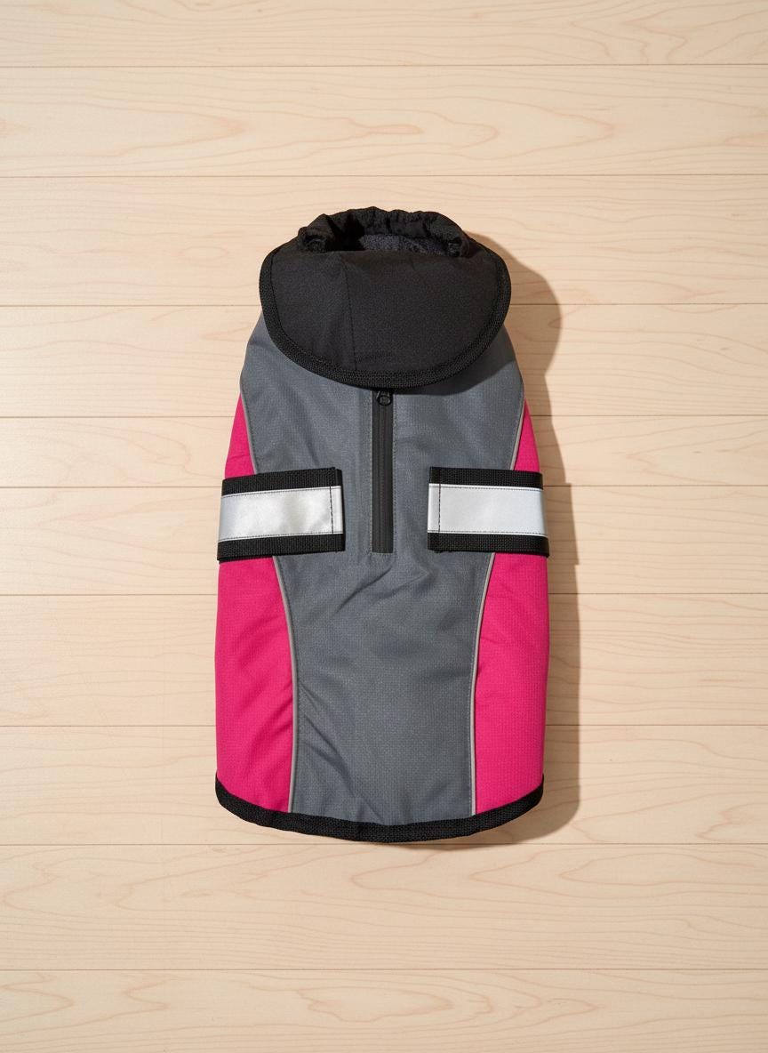 Adventure Bound Waterproof Ripstop Dog Jacket with Harness Access & Reflective Straps Safety Velcro Fastening For Fur Friend