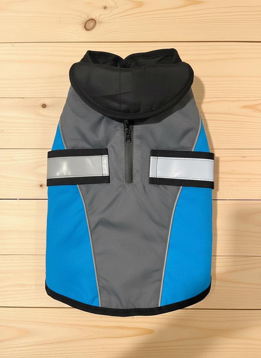 Adventure Bound Waterproof Ripstop Dog Jacket with Harness Access & Reflective Straps Safety Velcro Fastening For Fur Friend