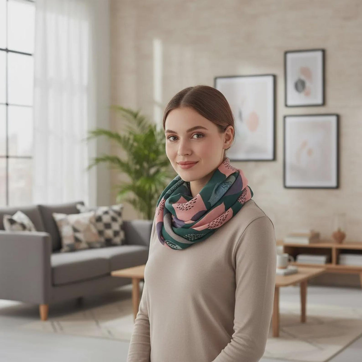 Lightweight Tree Leaf Print Infinity Loop Scarf Snood For Women Comes with a gift bag