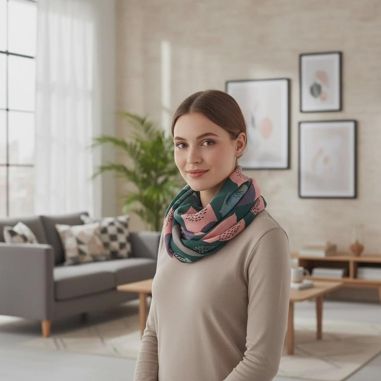 Lightweight Tree Leaf Print Infinity Loop Scarf Snood For Women Comes with a gift bag