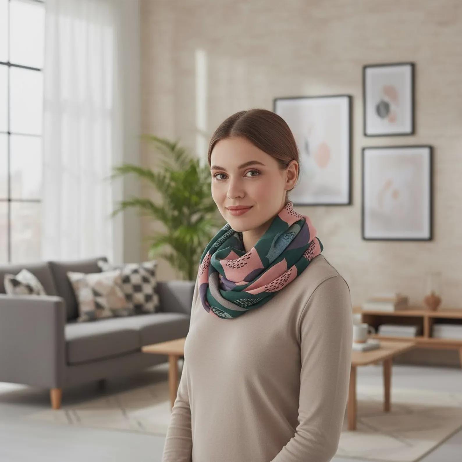 Lightweight Tree Leaf Print Infinity Loop Scarf Snood For Women Comes with a gift bag