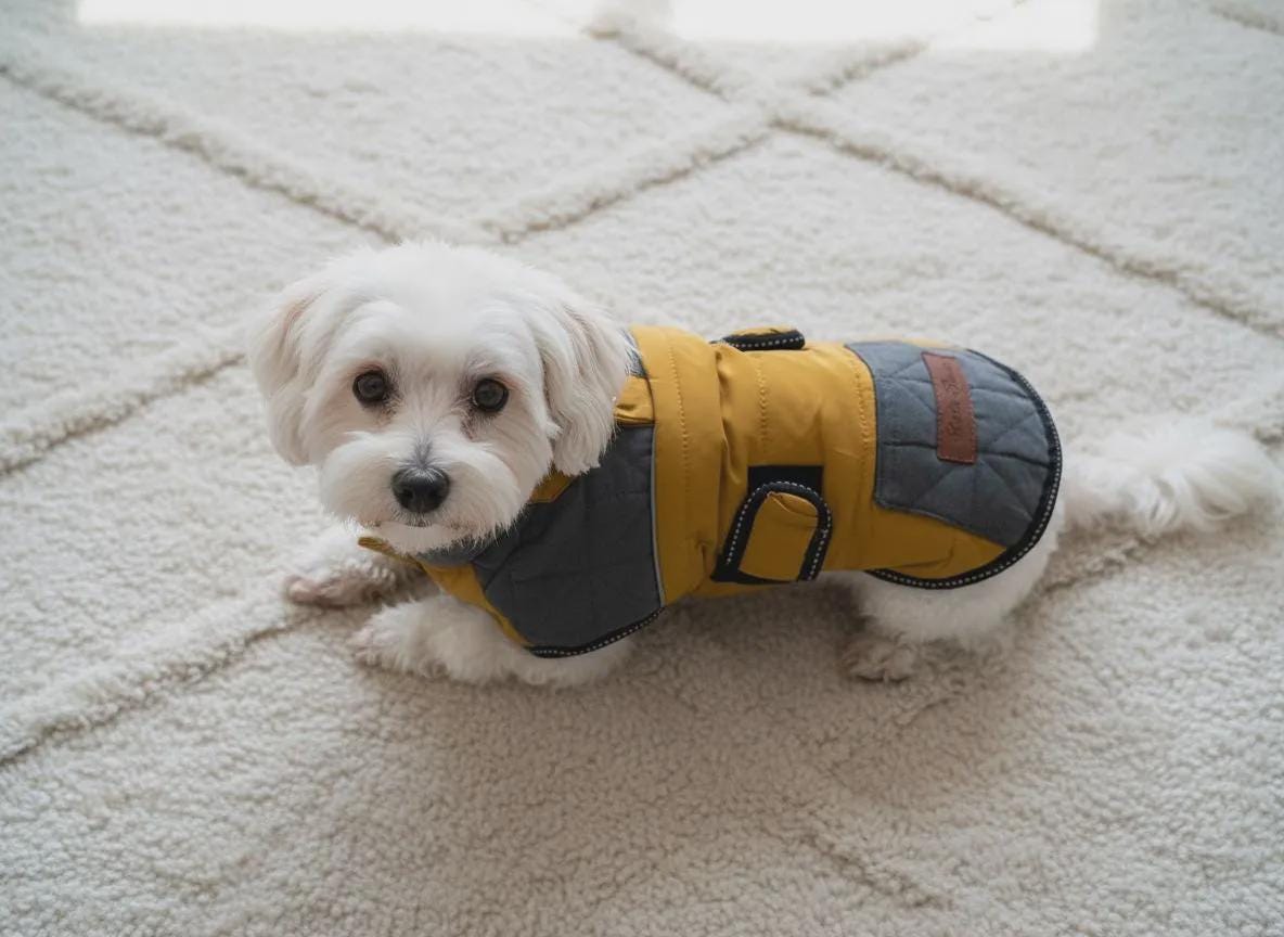 Quilted Fleece-Lined Dog Jacket with Press-Stud Collar and Velcro Fastening