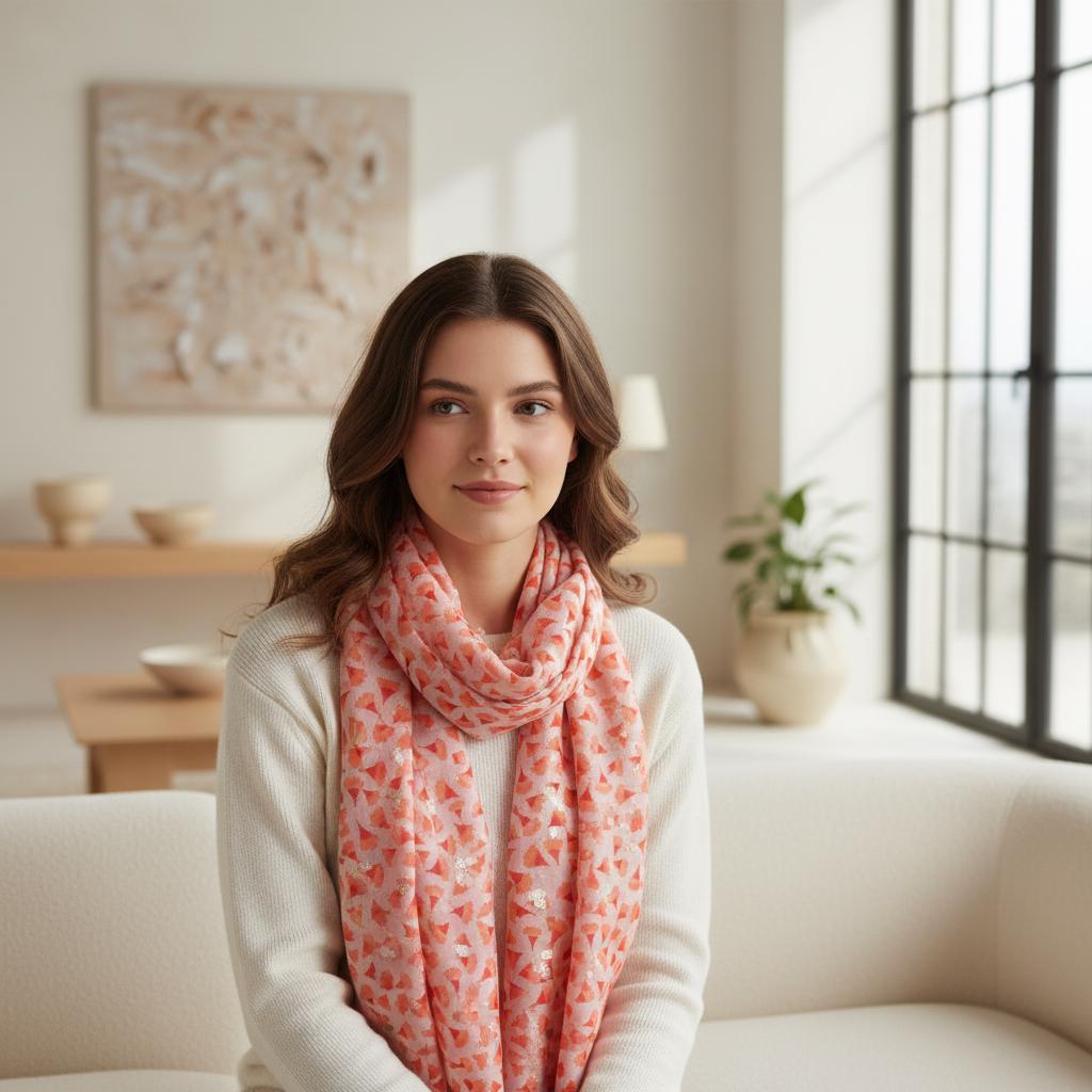 Lightweight Super soft Glitter Leaf Print Scarf Comes with a gift bag