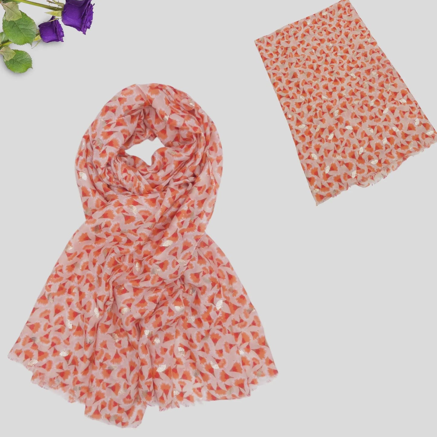 Lightweight Super soft Glitter Leaf Print Scarf Comes with a gift bag