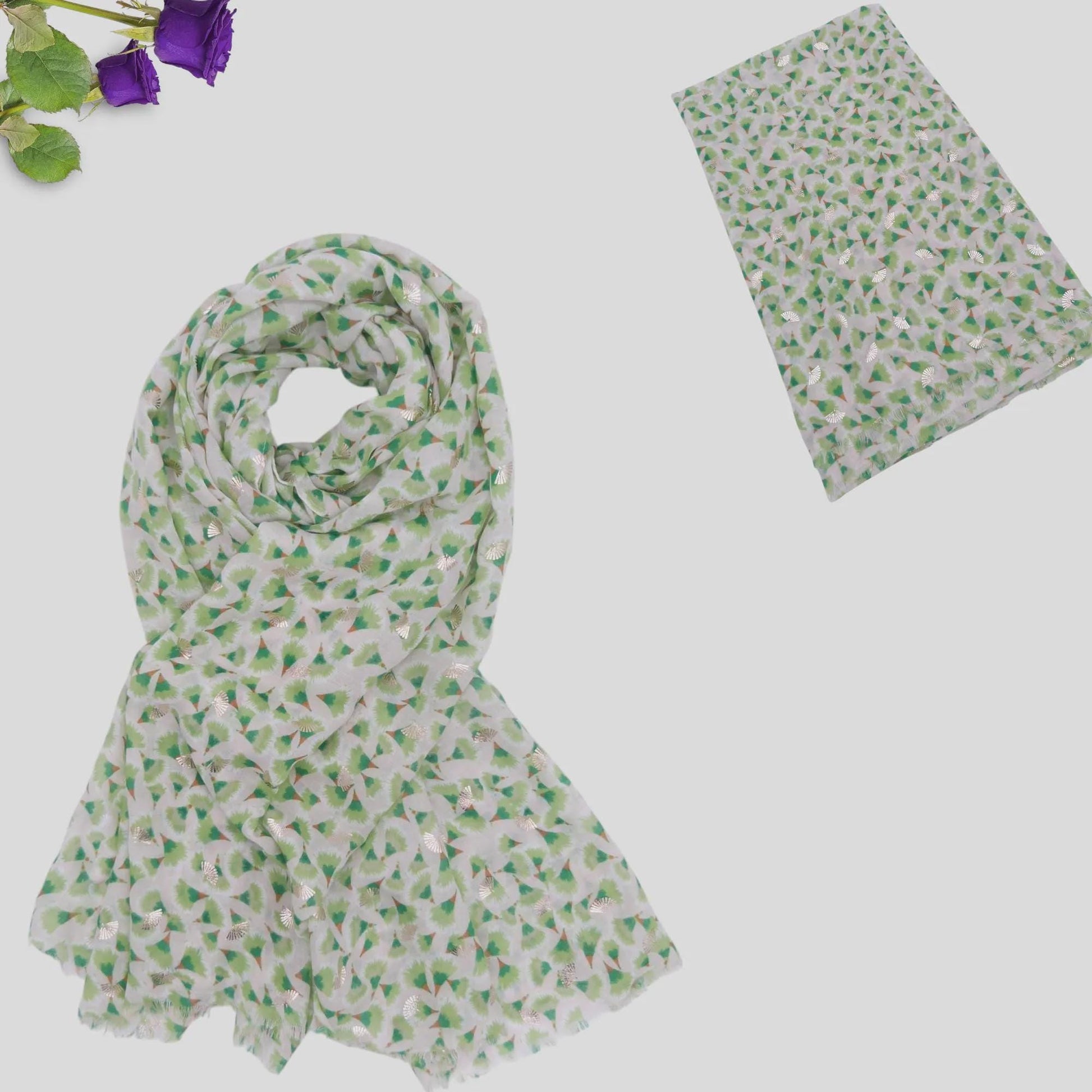 Lightweight Super soft Glitter Leaf Print Scarf Comes with a gift bag