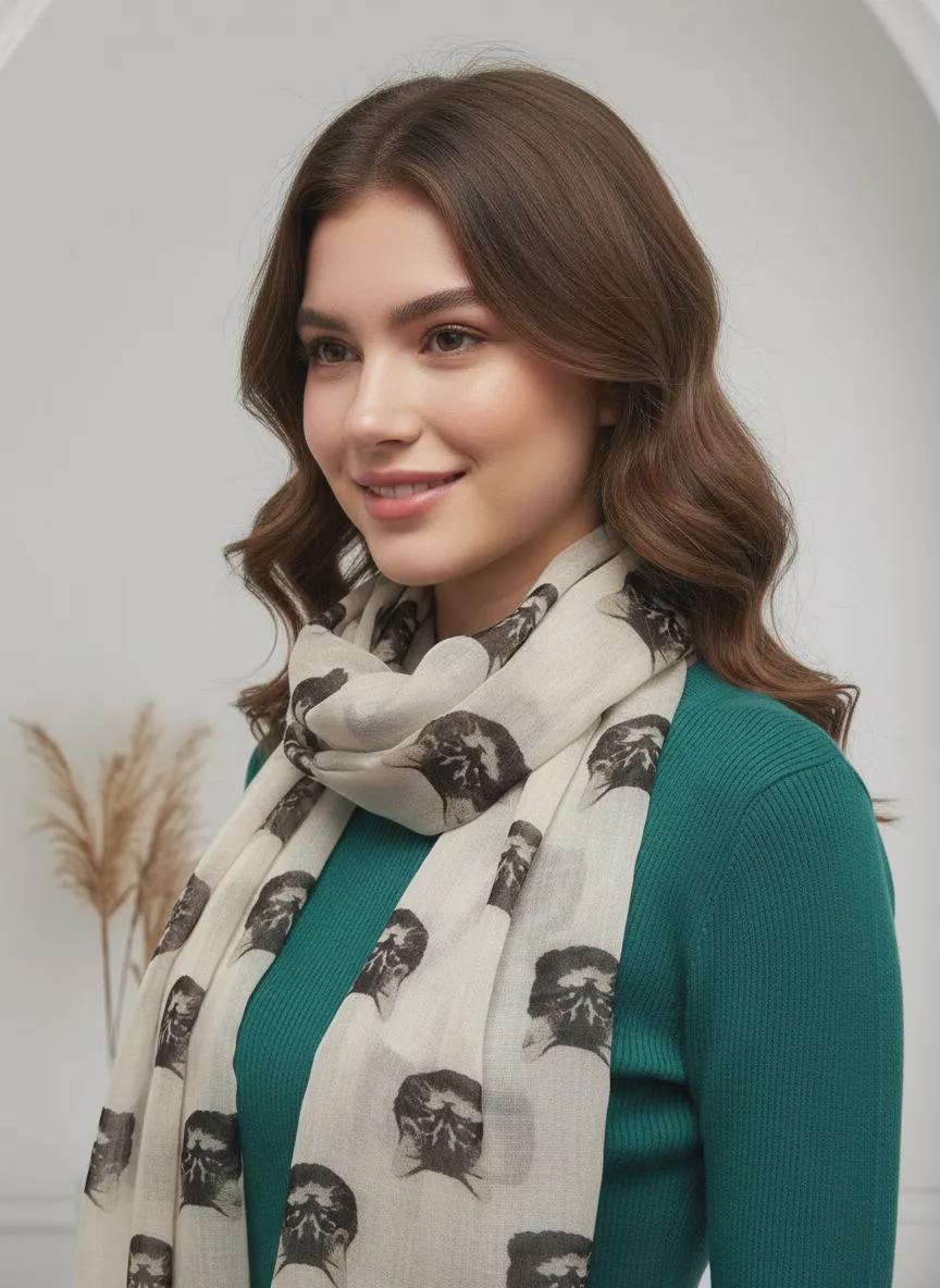 Cat Print Lightweight Shawl Wrap Scarf All Seasons Scarves For Cat Lovers Comes with a gift bag