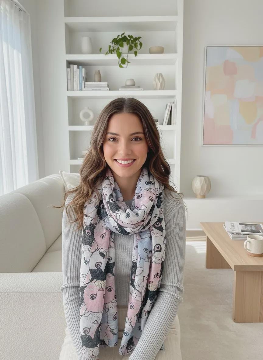 Cat Print Scarf - All Seasons Wrap For Cat Lovers
