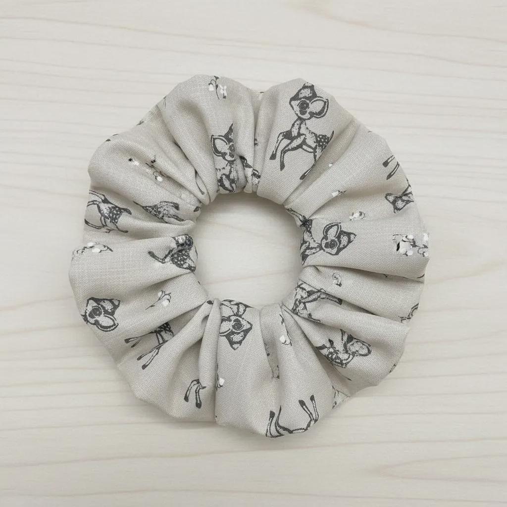 Handmade Deer Pattern Scrunchies | Scrunchie Hair Tie | Cotton Polyester Hairband | Animal Pattern Scrunchies