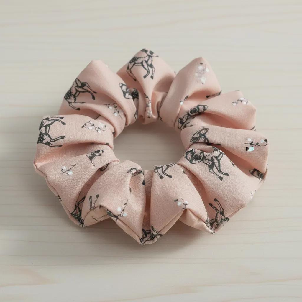 Handmade Deer Pattern Scrunchies | Scrunchie Hair Tie | Cotton Polyester Hairband | Animal Pattern Scrunchies