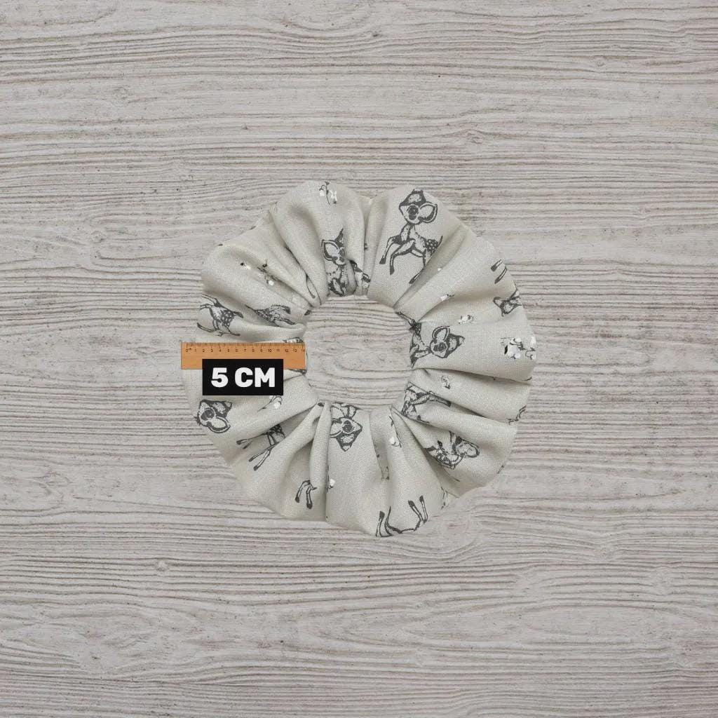 Handmade Deer Pattern Scrunchies | Scrunchie Hair Tie | Cotton Polyester Hairband | Animal Pattern Scrunchies