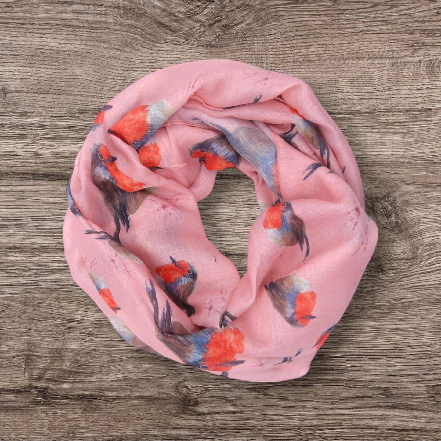 Watercolour Robin Bird Print Snood Infinity Scarf Come With a Gift bag