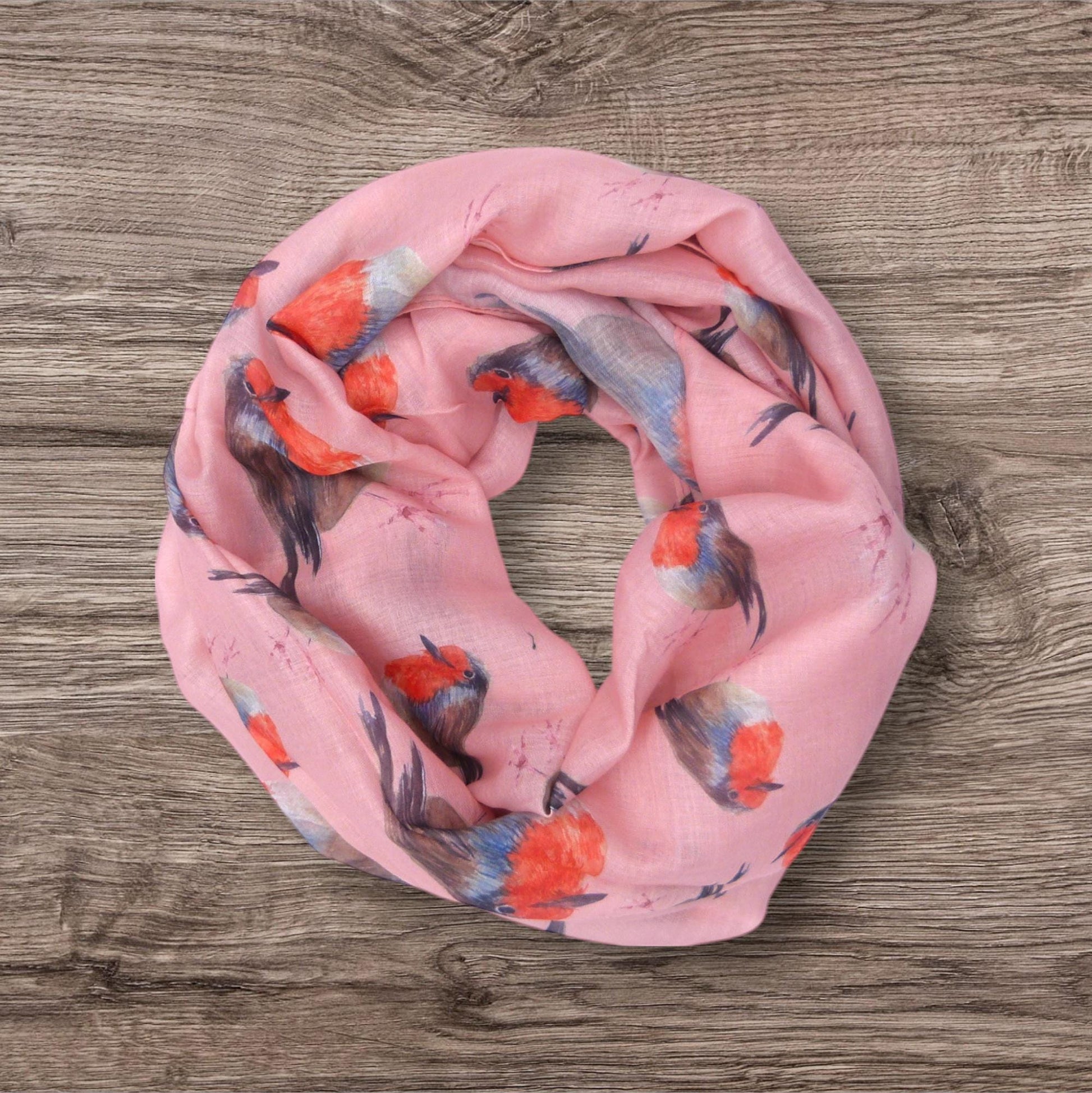 Watercolour Robin Bird Print Snood Infinity Scarf Come With a Gift bag