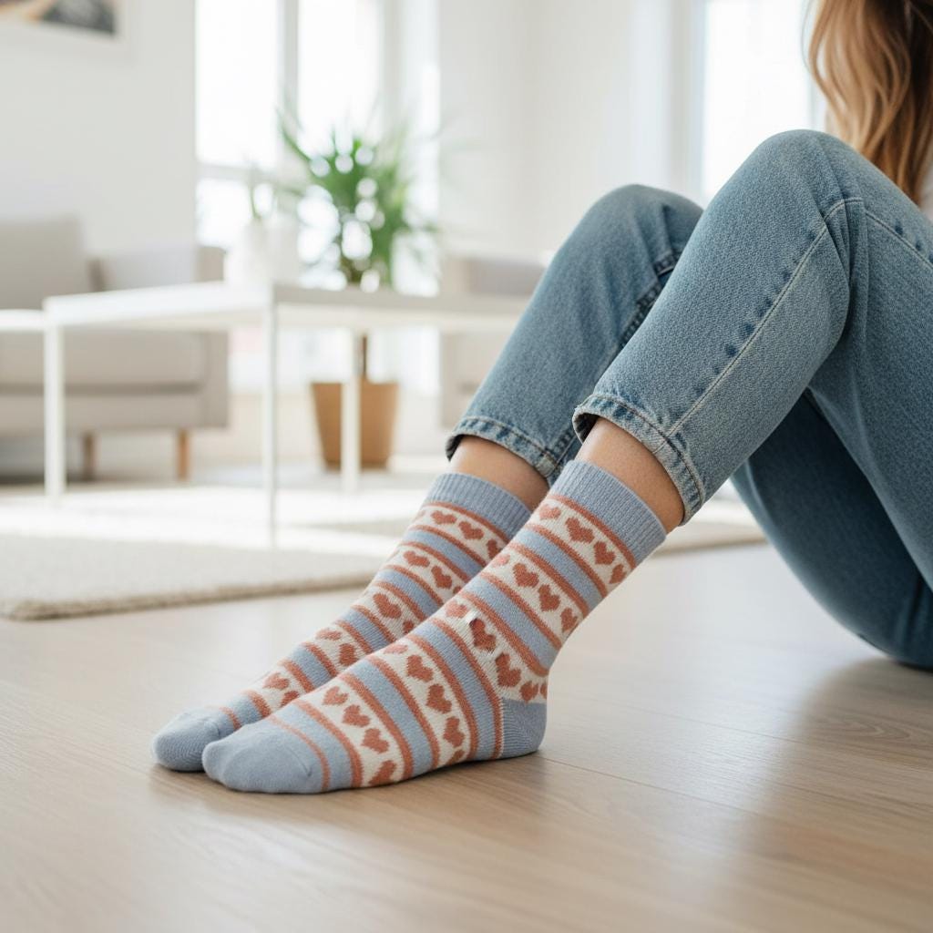 Ladies Soft Comfort love Heart Patter Crew Socks Gift for Her