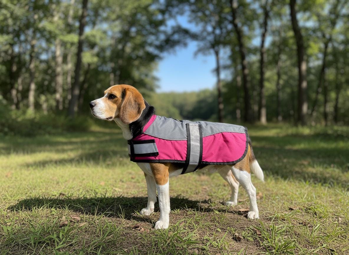 Adventure Bound Waterproof Ripstop Dog Jacket with Harness Access & Reflective Straps Safety Velcro Fastening For Fur Friend