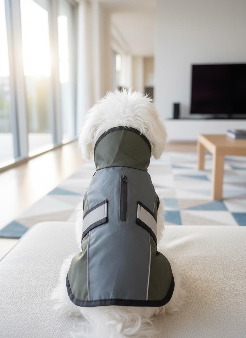 Adventure Bound Waterproof Ripstop Dog Jacket with Harness Access & Reflective Straps Safety Velcro Fastening For Fur Friend