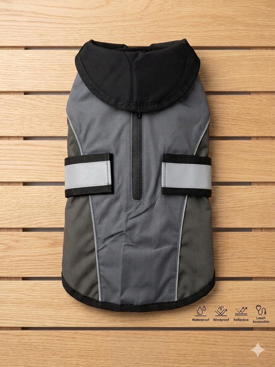 Adventure Bound Waterproof Ripstop Dog Jacket with Harness Access & Reflective Straps Safety Velcro Fastening For Fur Friend