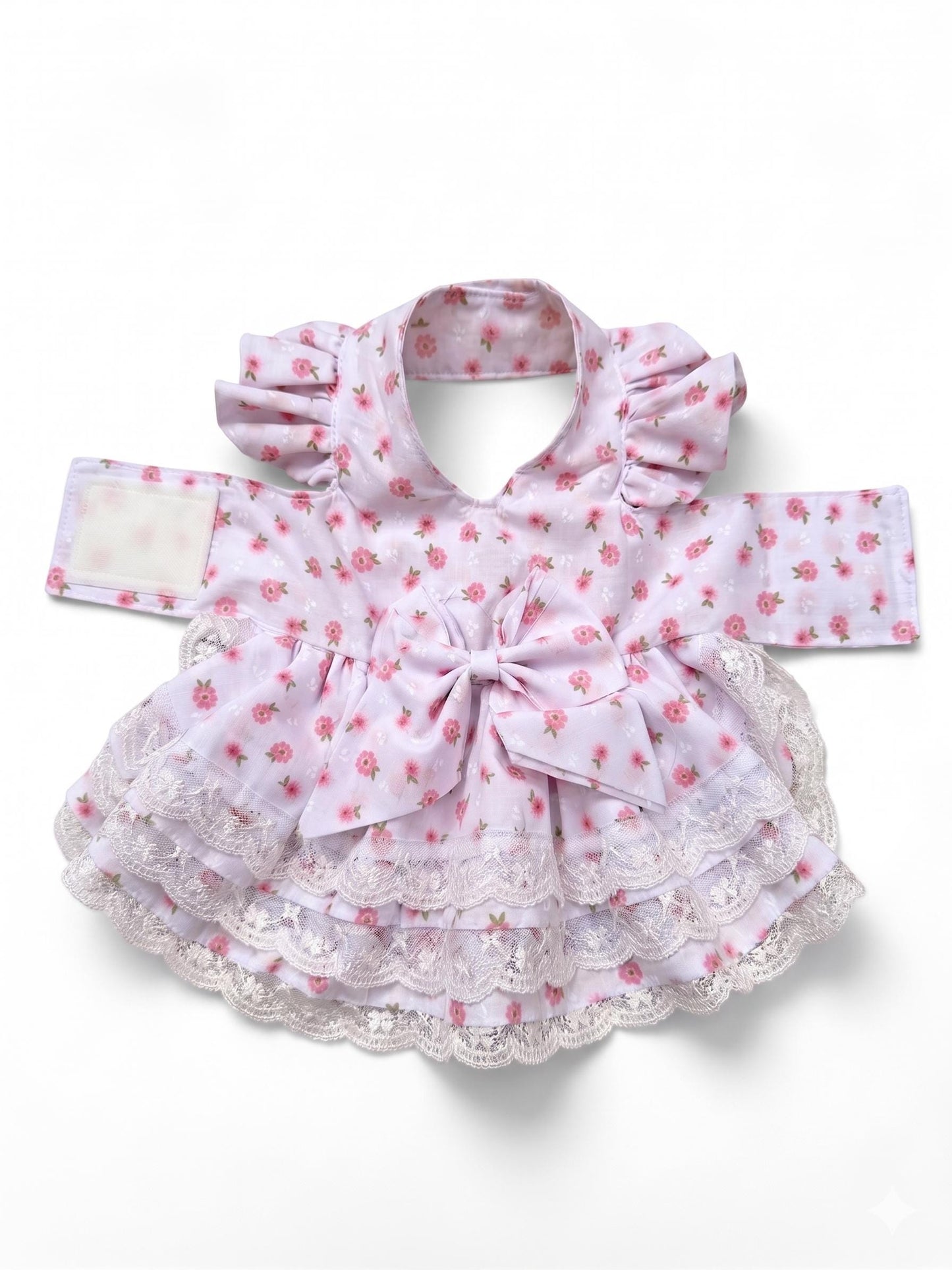 Floral Ruffle Dog Dress with Lace Layers and Bow For Fur Friend