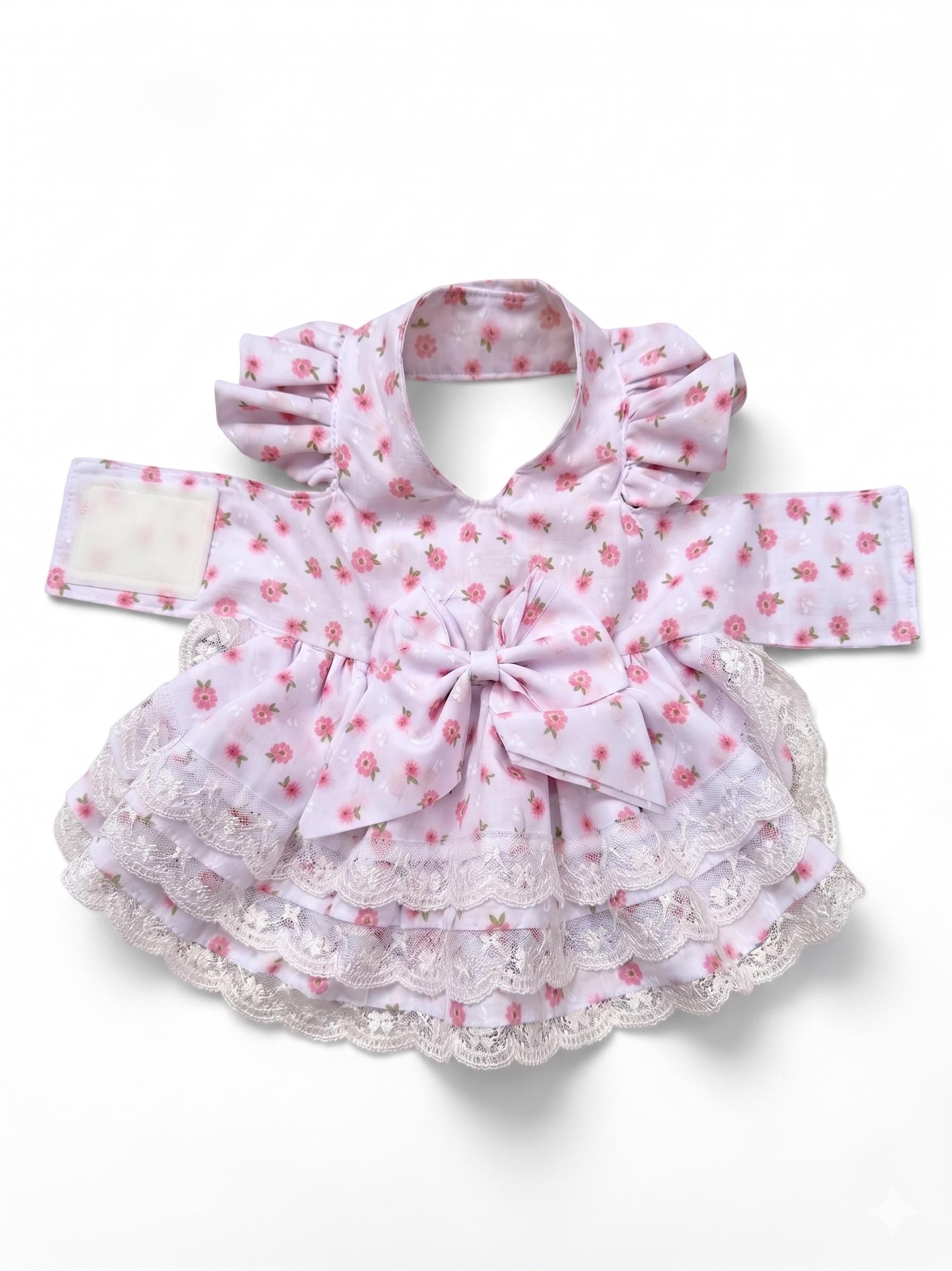 Floral Ruffle Dog Dress with Lace Layers and Bow For Fur Friend