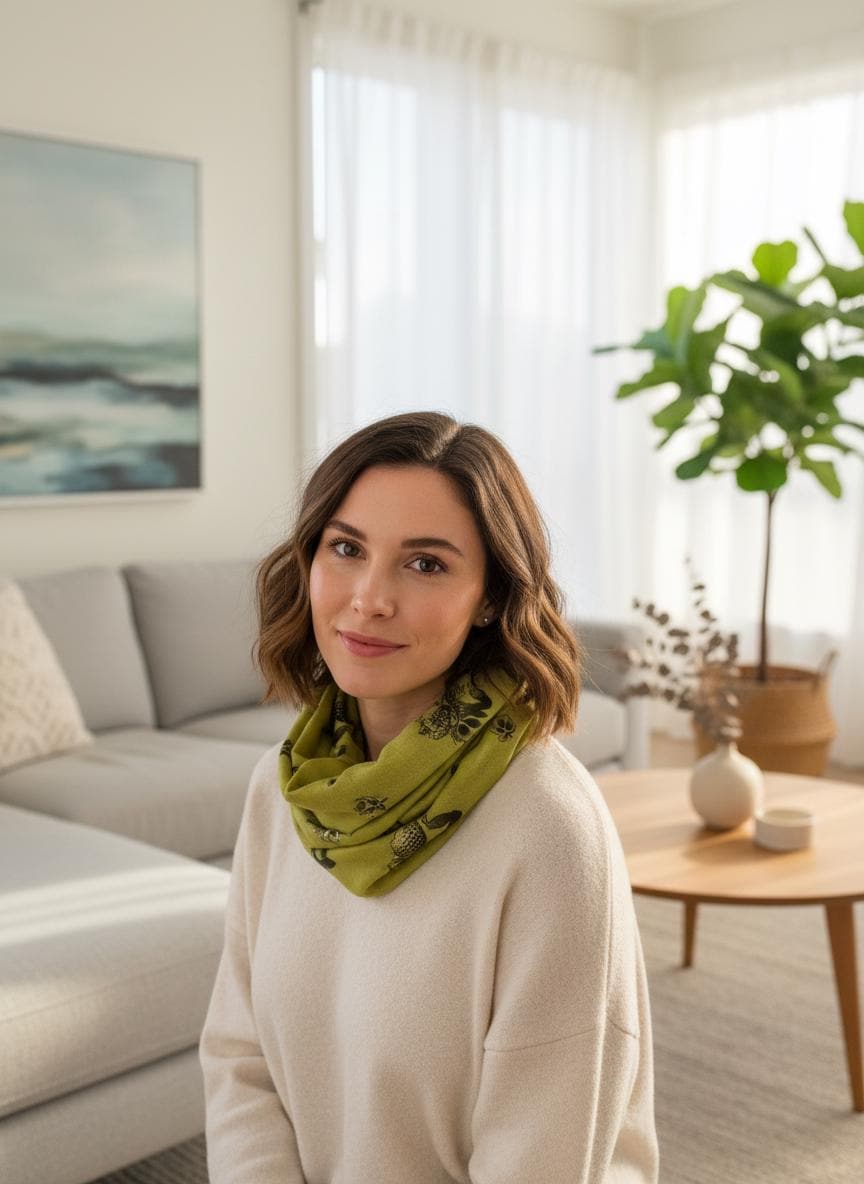 Floral Print Snood Infinity Scarf, Botanical Circle Scarf with Metallic Gold Foil Detail, Soft Spring Autumn Winter Snood, Gift for Her