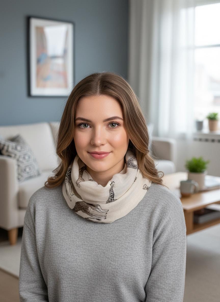 Giraffe Print Infinity Scarf, Safari Animal Circle Scarf, Soft Lightweight Snood for Spring Autumn Winter, Gift for Her