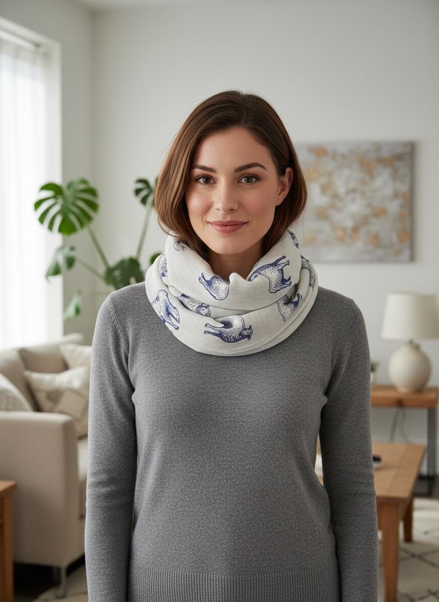 Sheep Print Infinity Scarf Farm Animal Circle Scarf Soft Lightweight Snood for Spring Autumn Winter, Gift for Her