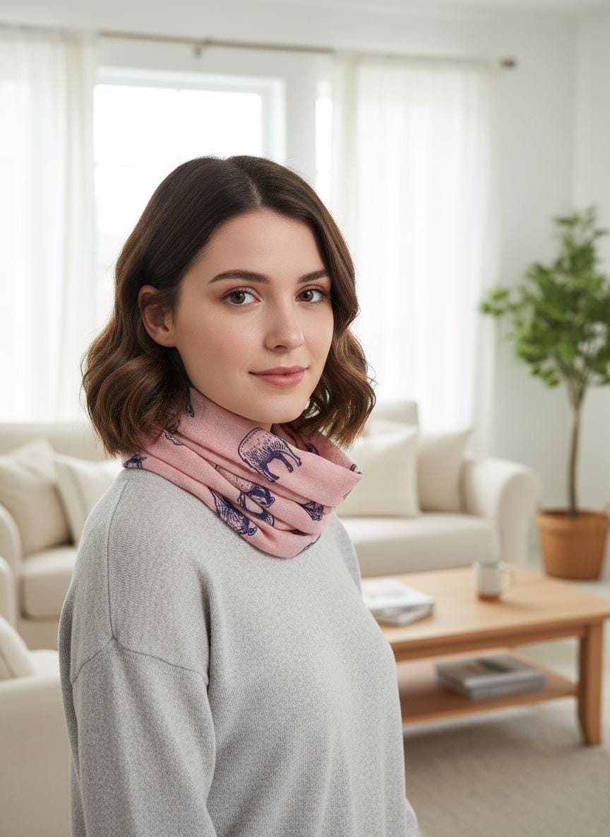 Sheep Print Infinity Scarf Farm Animal Circle Scarf Soft Lightweight Snood for Spring Autumn Winter, Gift for Her