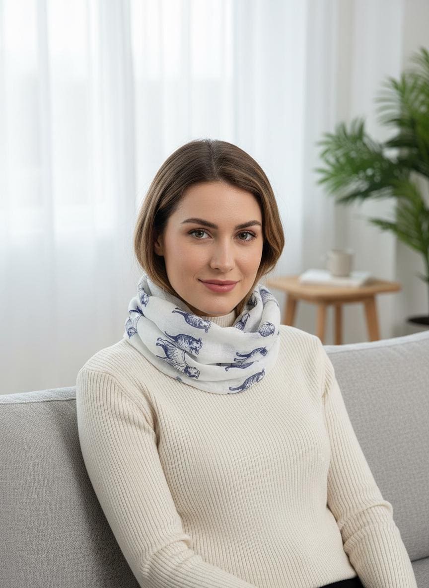 Sheep Print Infinity Scarf Farm Animal Circle Scarf Soft Lightweight Snood for Spring Autumn Winter, Gift for Her