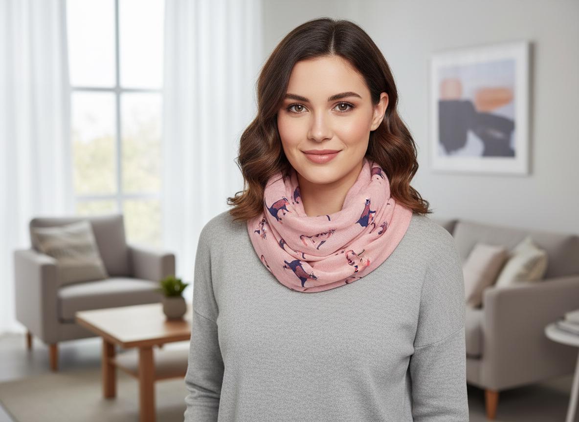 Cat Print Snood Infinity Scarf Illustrated Cat Circle Scarf | Lightweight Wrap | Gift for Her