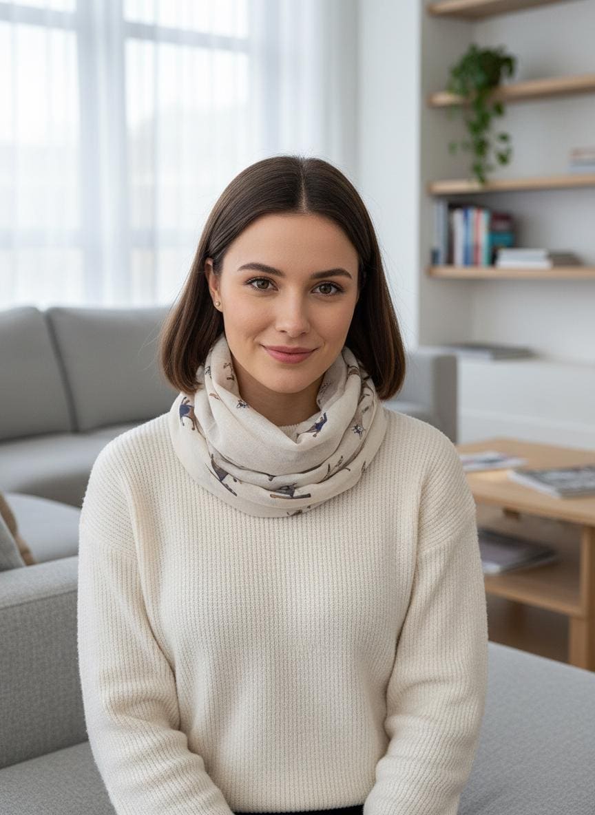 Cat Print Snood Infinity Scarf Illustrated Cat Circle Scarf | Lightweight Wrap | Gift for Her