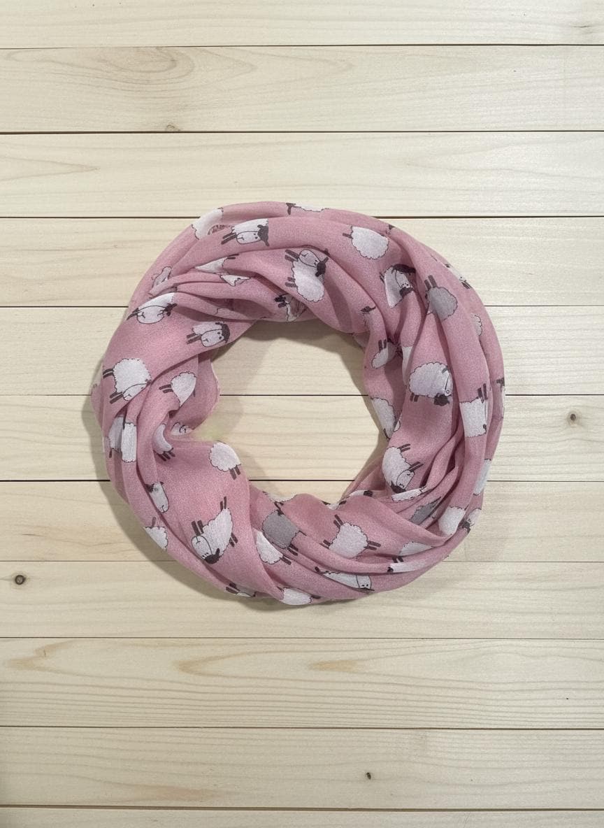 Sheep Print Infinity Scarf | Lightweight Snood | Available in Multiple Colours | Farm Animal Scarf | Sheep Lover Gift