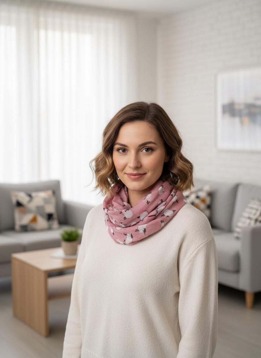 Sheep Print Infinity Scarf | Lightweight Snood | Available in Multiple Colours | Farm Animal Scarf | Sheep Lover Gift