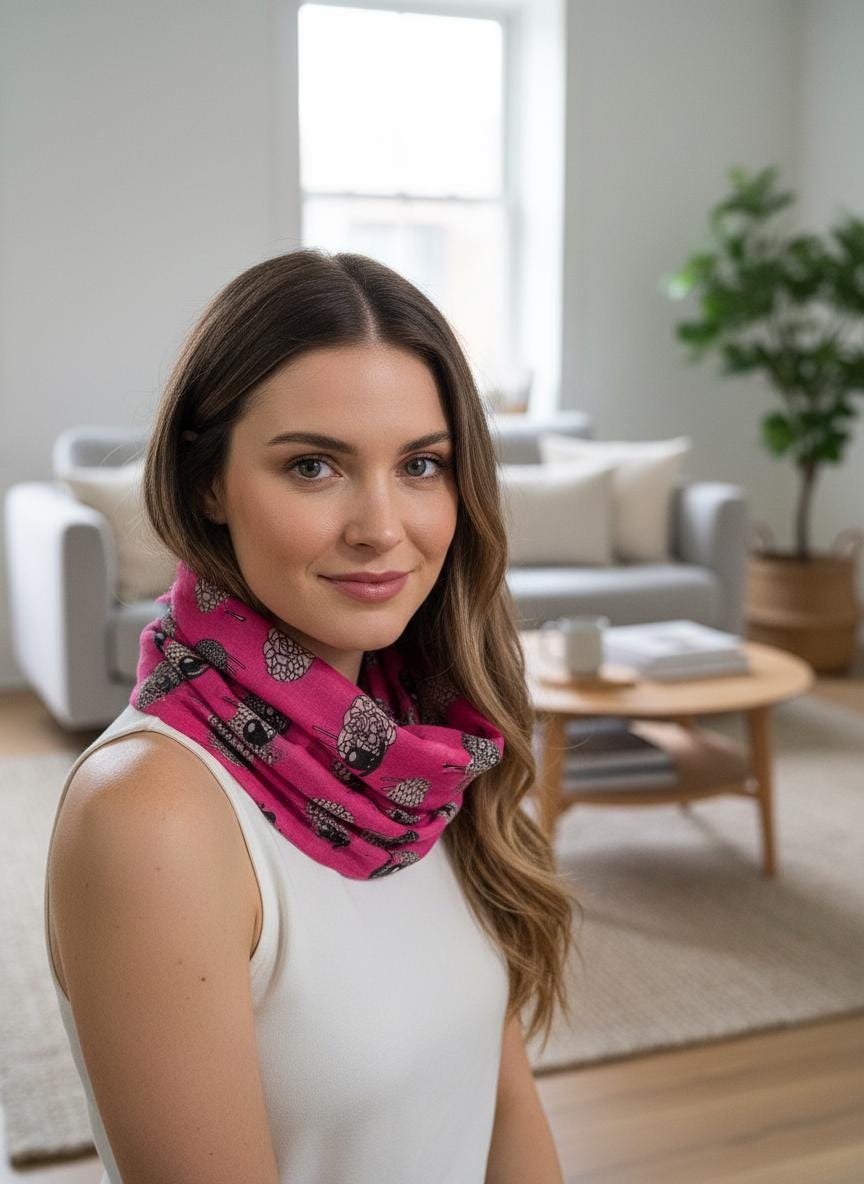 Sheep Print Infinity Scarf | Lightweight Snood | Available in Multiple Colours | Farm Animal Scarf | Sheep Lover Gift