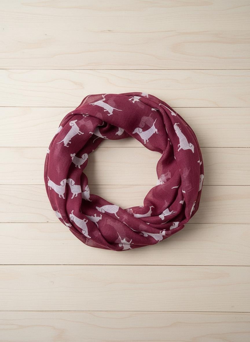 Dachshund Sausage Dog Infinity Scarf | Dachshund Print Light Weight Snood | Dog Lover Gift