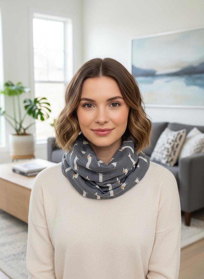 Dachshund Sausage Dog Infinity Scarf | Dachshund Print Light Weight Snood | Dog Lover Gift