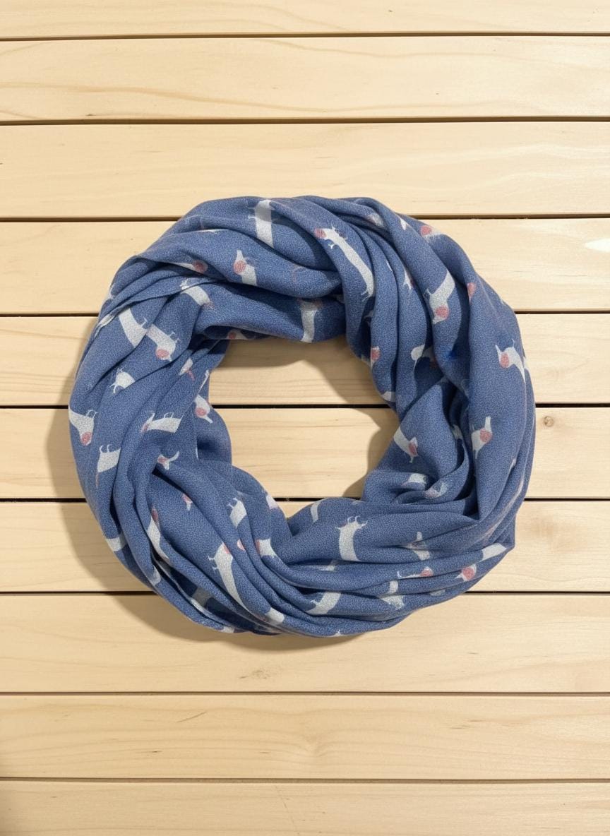 Dachshund Sausage Dog Infinity Scarf | Dachshund Print Light Weight Snood | Dog Lover Gift