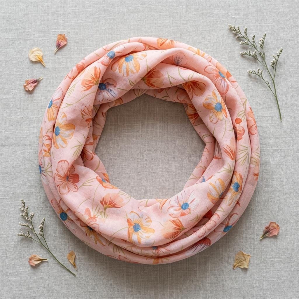 Lightweight Daisy Flower Print Snood Infinity Scarf For Her Comes with a gift bag