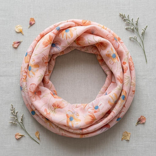 Lightweight Daisy Flower Print Snood Infinity Scarf For Her Comes with a gift bag