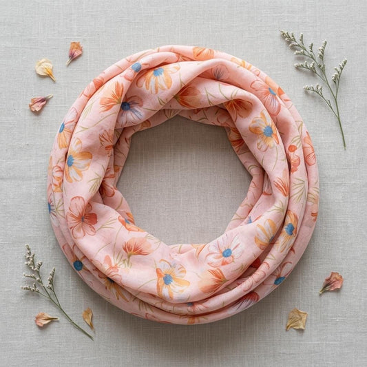 Lightweight Daisy Flower Print Snood Infinity Scarf For Her Comes with a gift bag