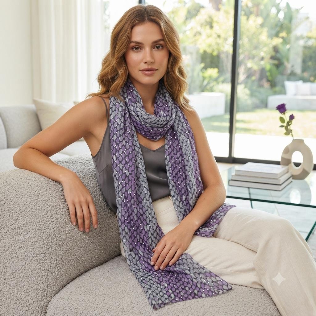 Glitter Raindrop Gradient Print Ladies Celebrity Style Scarves Scarf Wrap Comes with a gift bag