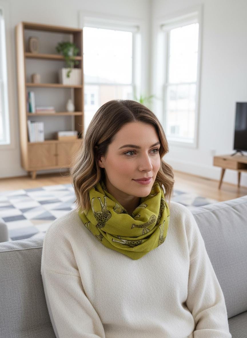Giraffe Print Infinity Scarf, Safari Animal Circle Scarf, Soft Lightweight Snood for Spring Autumn Winter, Gift for Her