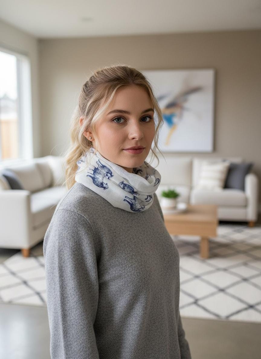 Sheep Print Infinity Scarf Farm Animal Circle Scarf Soft Lightweight Snood for Spring Autumn Winter, Gift for Her