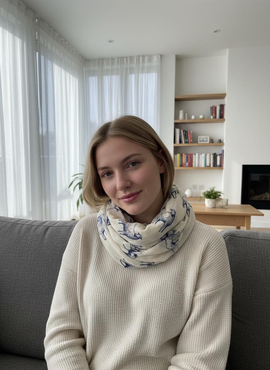 Sheep Print Infinity Scarf Farm Animal Circle Scarf Soft Lightweight Snood for Spring Autumn Winter, Gift for Her