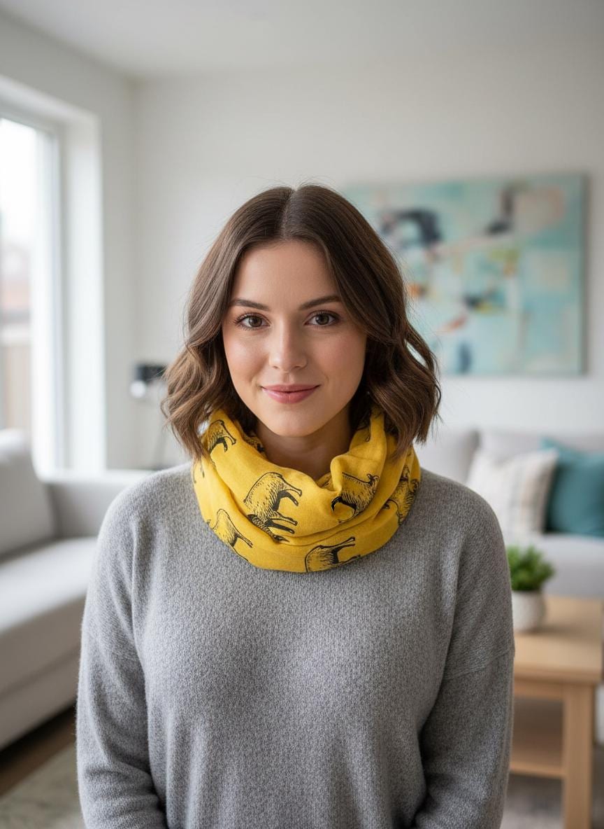 Sheep Print Infinity Scarf Farm Animal Circle Scarf Soft Lightweight Snood for Spring Autumn Winter, Gift for Her