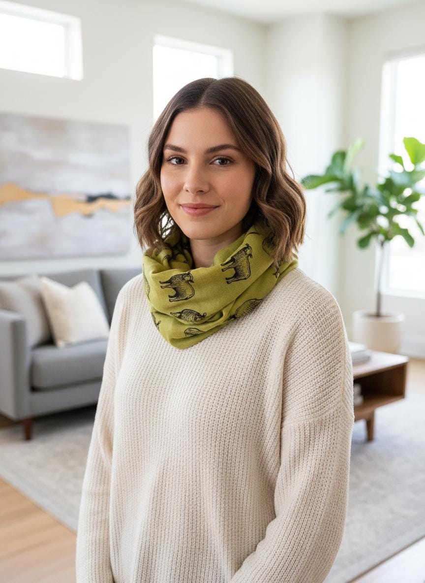 Sheep Print Infinity Scarf Farm Animal Circle Scarf Soft Lightweight Snood for Spring Autumn Winter, Gift for Her
