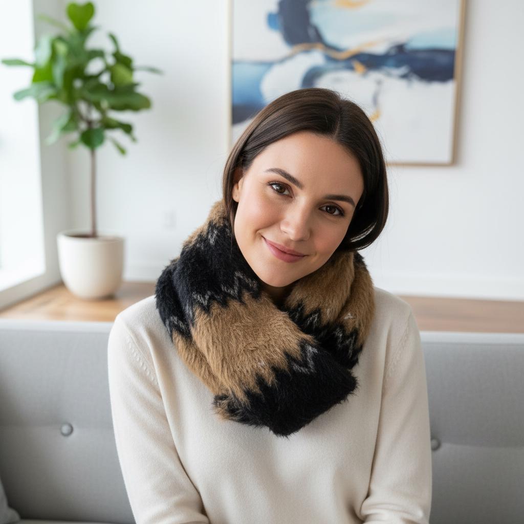 Knitted Zigzag Snood Infinity Scarf For Winter Comes with a gift bag presentation